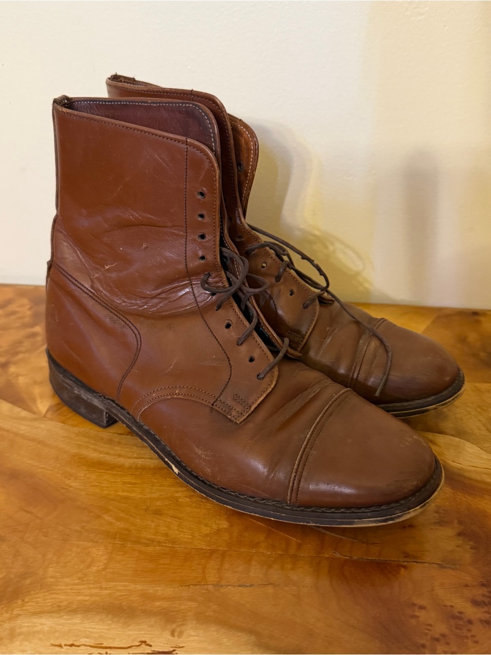 Vintage Leather Boots Cap Toe England Size 5